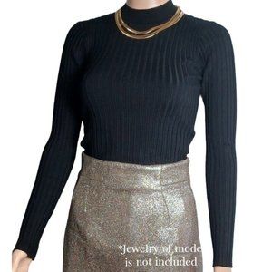 Threadbare Women's Ribbed Knit Mock Neck Long Sleeve Stretchy Fitted Sweater/Top